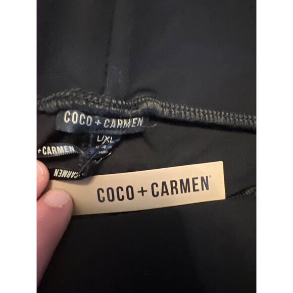 Coco + Carmen Womens Black Wide-Leg Pants L/XL High-Waist Stretch - Picture 2 of 6